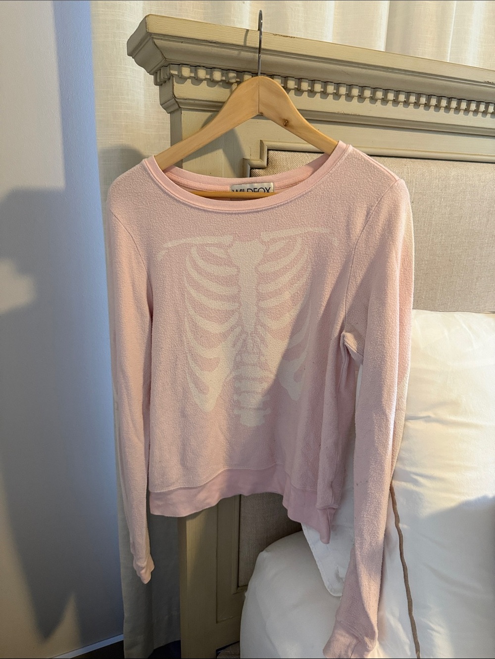 Wildfox Light Pink Skeleton Crewneck Pullover